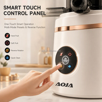 Extracteur de jus lent AOJA 250W, faible bruit, panneau tactile, goulot large de 14 cm, taux d'extraction de jus jusqu'à 75 %, nettoyage facile avec brosse, OEM