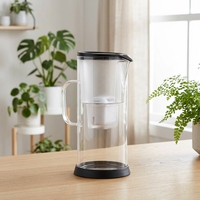 Carafe filtrante en verre sans BPA de qualité alimentaire, réutilisable, isolée, écologique, pour la maison et l'extérieur, manuelle, 3,3 L, charbon actif pur