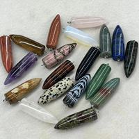 16 types de pierres semi-précieuses, pendentif en forme de balle de 12x40 mm, perles de pierre naturelle pour la fabrication de colliers et de bijoux