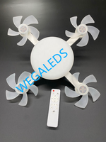 Lampu Kipas Angin Plafon Plastik Modern 3 Kecepatan E27 21W Drone 24W AC95-265V Baling-Baling Lipat 3CCT Dimmable Remote Control LED Indoor