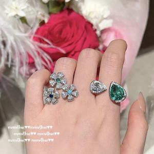 Anillo de Mujer NVNV <span class=keywords><strong>THUI</strong></span>, Chapado en Oro de 18K, Estilo Vintage, con Flor de Margarita y Gema, Piedra de Nacimiento de Julio, Uso Diario, Circonita Verde en Forma de Gota de Agua - Product Image 4