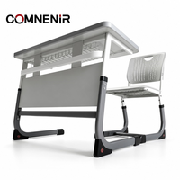 Ensemble moderne de bureau et chaise double pour étudiants, mobilier de classe, table d'étude réglable pour l'école primaire, le collège et le lycée