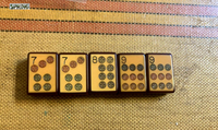 Juego de Mahjong Americano Retro con Bordes Rojos, Fichas Acrílicas Amarillas, 160 Fichas Geisha Joker para Diversión Familiar y Clubes