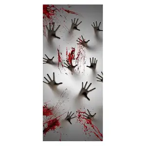Zombie menakutkan menyeramkan berdarah Halloween dekorasi rumah hantu penutup pintu jendela