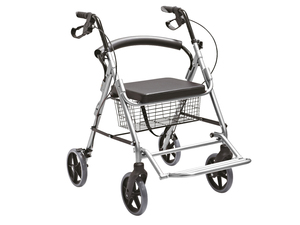 Déambulateur léger en aluminium à 4 roues avec siège rembourré, panier de rangement et freins à main - Product Image 2