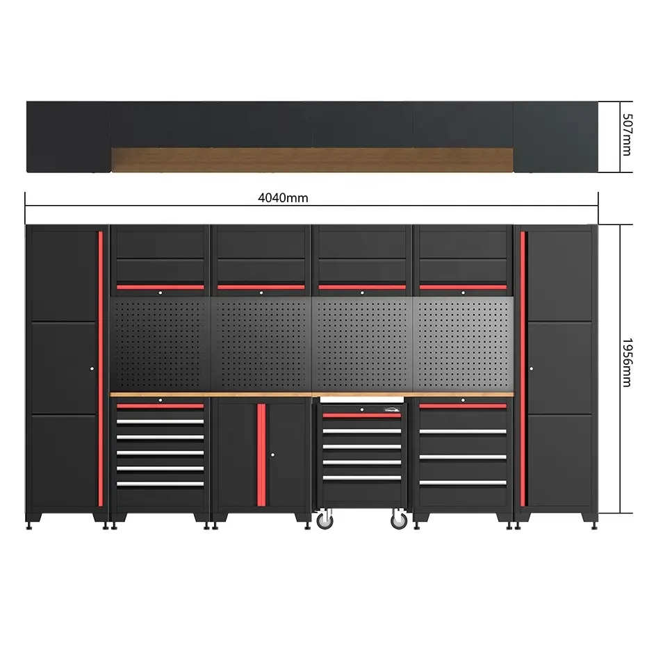 16 חתיכות Deluxe-מוסך Cabine ערכת סדנה Workbench אחסון מערכת, מוסך ארונות אחסון