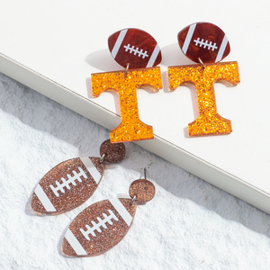 Personalità Hip hop sport Star Team Sans Rugby stampa divertente Glitter gioielli americano calcio acrilico orecchini pendenti 2024 - Product Image 3