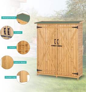 Double-door Wooden <strong>Garden</strong> <strong>Shed</strong> with Internal <strong>Shelving</strong> and Waterproof Roof, W128cm*D50cm*H89cm - Product Image 3