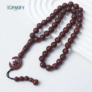 Custom Muslim Crystal Beading Prayer <strong>Beads</strong> with Moon Tassel 33 <strong>Beads</strong> Rosary <strong>Bracelet</strong> for Islam Unisex - Product Image 2
