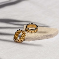 Bagues de mariage Y2K haut de gamme en acier inoxydable 316 plaqué or 18 carats, style punk, forme cœur, or et argent, inaltérables Hanhao