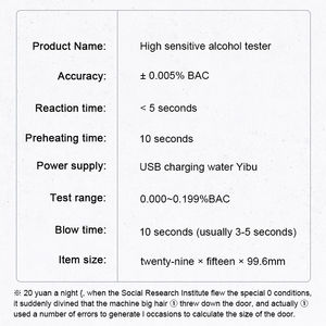 Novo Bafômetro Portátil Japonês para Atacado, Barato, para Teste de Álcool/Alcoolemia, com Sensor de Imobilização - Product Image 6
