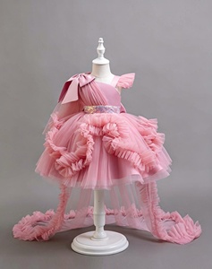 Vestido <span class=keywords><strong>de</strong></span> Primer Cumpleaños para Niñas, Estilo 2026, con Falda <span class=keywords><strong>de</strong></span> Tul con Cola <span class=keywords><strong>de</strong></span> Pastel, Estilo Hombro Descubierto, Vestido para Actuaciones Infantiles - Product Image 5