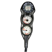 Console de plongée professionnelle étanche et durable en acier inoxydable avec trois manomètres, instrument sous-marin