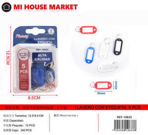 Portachiavi Pioney con etichetta rettangolare in plastica per chiavi stile creativo 5 pezzi - Product Image 1