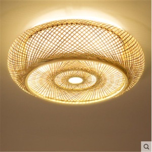 Bamboo Woven Ceiling <b>Light</b> <b>Led</b> Single Head Surface Mounted <b>For</b> Living <b>Room</b> Bedroom Zen Style - Product Image 3