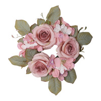 Künstlicher Rosen- & Hortensien-Kerzenring - Blumenkranz als Tischdekoration, für Hochzeiten & Heimdekoration, Elegantes Ambiente-Geschenk