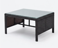 Ensemble de salon de jardin moderne en rotin imperméable, 3 pièces, 4 places, avec table en verre