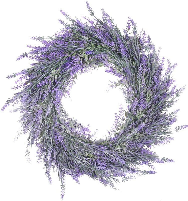 19inch Artificial Lavender Wreath for Front Door Farmhouse  Wall Window Indoor Outdoor Decor