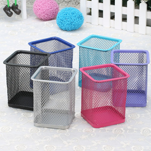 Ufficio scrivania cancelleria in rete metallica quadrato <span class=keywords><strong>rosa</strong></span> pennello nero portamatite nero - Product Image 4