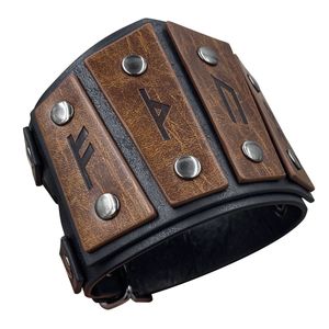 Pulsera de cuero con runas para hombre, estilo vikingo nórdico, pulsera con tachuelas para protección en escalada de montaña - Product Image 4