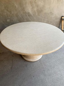 โต๊ะหินอ่อน Travertine โต๊ะรับประทานอาหารหินธรรมชาติโต๊ะรับประทานอาหารโต๊ะรับประทานอาหารทรงกลมเทสเซล - Product Image 3