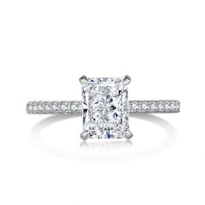 Anillo de Promesa Dylam Top Picked de Plata de Ley 925 Maciza con Baño de Rodio para Mujer, con Diamante Rosa Claro de Corte Radiante y Zirconia 8A - Product Image 1