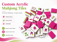Deslumbrante Juego de Mahjong Acrílico con Tacto de Terciopelo, Fichas de Mahjong Americanas Rosadas para Noche de Mahjong con Cócteles
