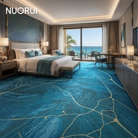 Moquette en rouleau vert méditerranéen à motif marbré tourbillonnant imprimé HD pour projets de suites de villégiature et décoration acoustique des couloirs