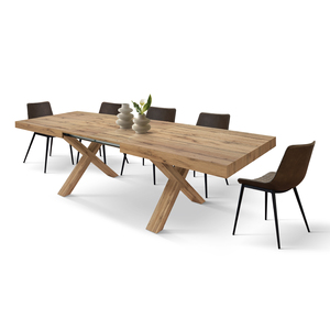 โต๊ะรับประทานอาหารแบบขยายได้ รุ่น Rustic Oak ขนาด 160x90 ซม. ฐาน MDF หน้าเมลามีน สำหรับใช้ภายใน - Product Image 6
