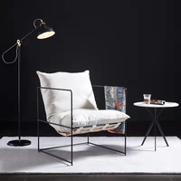 Fauteuil simple et souple en métal blanc, design nordique, pour salon, chambre à coucher, balcon, ensemble de loisirs, fauteuil
