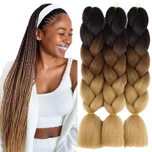 Wholesale Jumbo Braiding Hair Extensions Yaki Texture Hair Attachment For Braids Synthetic Fiber Ombre Braid Support Customize