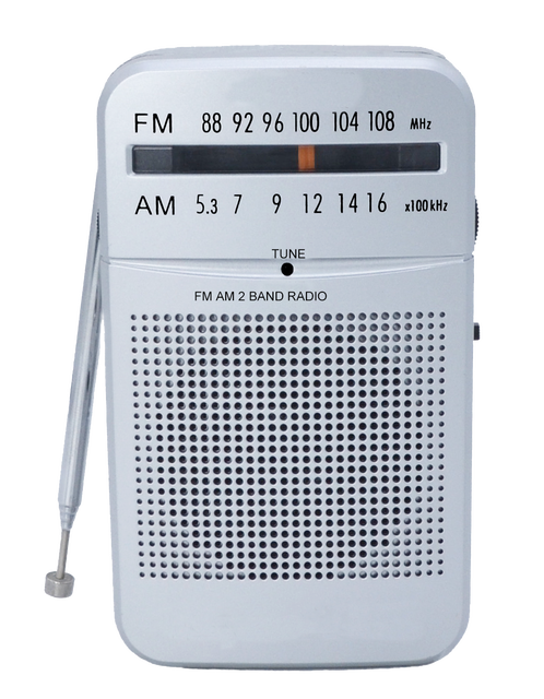 Mini Portable Plastic High Sensitivity AM/FM 2 Band Radio with Earphone Jack AAA Battery Powered Gift Box Packaging