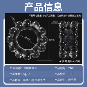 Reusable Male Enhancement Ring Black <b>TPE</b> Cock Ring Set For Couples And Adults Delay Sex Time Stimulate - Product Image 5