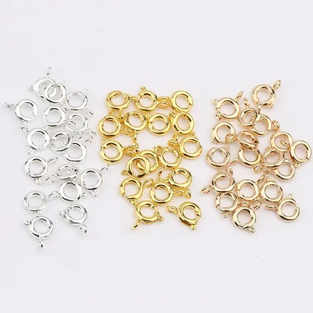 Wholesale Good Quality Chain Closure Copper Clasp Round 6mm Spring Clasp Bracelet Clasps for Jewelry Findings&Components