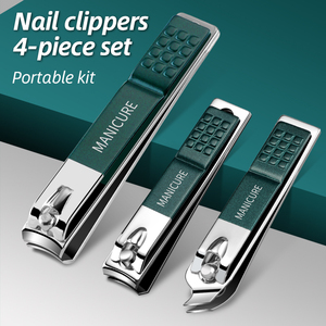 Ensemble de coupe-<span class=keywords><strong>ongles</strong></span> en acier carbone de haute qualité et luxueux, 4 pièces, kit de manucure et de toilettage professionnel, portable avec boîte en métal pour l'art des <span class=keywords><strong>ongles</strong></span> - Product Image 3