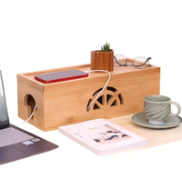 Boîte de gestion de câbles en bambou, organisateur de fils domestique avec couvercle, boîte de rangement pour prises électriques, cache-câbles simple pour bureau