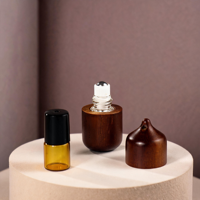 Frascos de Perfume de Vidrio Borosilicato con Tapas de Bambú de Madera Oscura, 2ml, con Rodillo, para Fiestas, Viajes, Paquete de Regalo