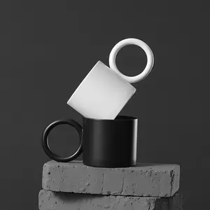 UCHOME-Taza de cerámica con punta de espray Ins, tazas de anillo grande con mango redondo