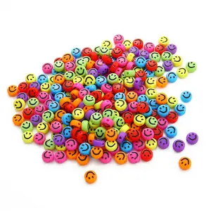 Hobbyworker 7Mm Hot Verkoop 100 Stks/zak Met Platte Ronde Acryl Smiley Gezicht Kralen Voor Kralen Armband Ketting Sieraden Maken a1363