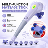Masseur à percussion Dolphin portable avec 7 têtes interchangeables et vibration infrarouge pour la relaxation du corps, du dos, du cou et des pieds