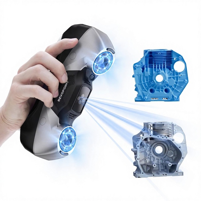 Revopoint MetroY 3D Scanner 3D Printing 0.01mm Precision 30+15+1 Industrial Blue Laser Handheld Scanner Streaming Screen Sharing