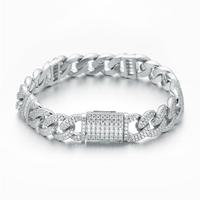 2024 Hip Hop bijoux brésilien 18K plaqué or VVS Moissanite diamant 925 en argent Sterling chaîne cubaine Bracelet pour hommes