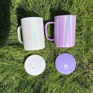 Mugs de voyage en verre pour café, 17 oz, colorés, à sublimation vierge, avec couvercles en plastique PP brillants, entrepôt USA - Product Image 4
