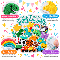 Lot de patchs brodés en gros pour anniversaire d'enfants, motifs dinosaure, camion, ballon, âge, à thermocoller ou à coudre, appliques décoratives DIY, patchs de créateur
