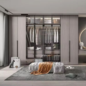 <span class=keywords><strong>Armoire</strong></span> métallique noire en verre et aluminium pour <span class=keywords><strong>chambre</strong></span> à coucher, style moderne, pour salon - Offre spéciale - Product Image 5