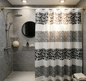 <span class=keywords><strong>ม่าน</strong></span>อาบน้ำลายสัตว์ขาวดำสไตล์ INS, <span class=keywords><strong>ม่าน</strong></span>ห้องน้ำกันเชื้อรา PEVA ไม่ต้องซัก, สำหรับโรงแรมและบ้าน - Product Image 1