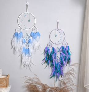 Conjunto de atrapasueños con forma colorida de sueño, forma de borla de plumas, decoración colgante de pared de habitación tradicional, decoración Interior del hogar - Product Image 3
