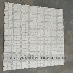 高級ウォータージェット大理石モザイクタイル 天然石デザイン 浴室とリビングルームのインテリアフローリング用 - Product Image 3