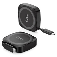 Accessoires pour téléphone USB-C – Chargeur magnétique sans fil portable de petite taille 25W avec câble rétractable pour iPhone 17 Pro Max