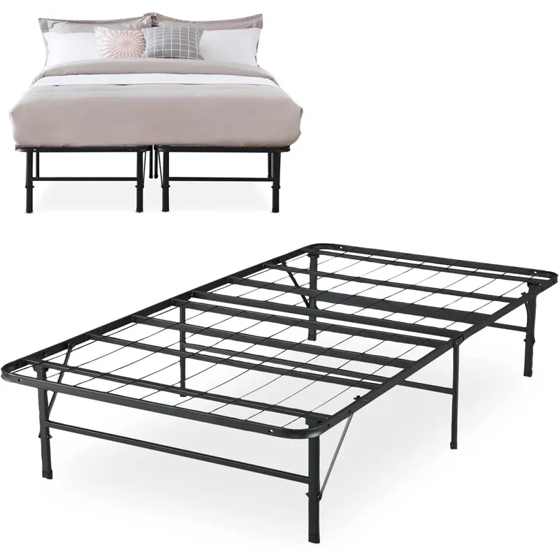 Queen Twin Full Double Size Steel Metal Bed Platform Base Mattress Foundation Folding Bed Frame Portable Bed